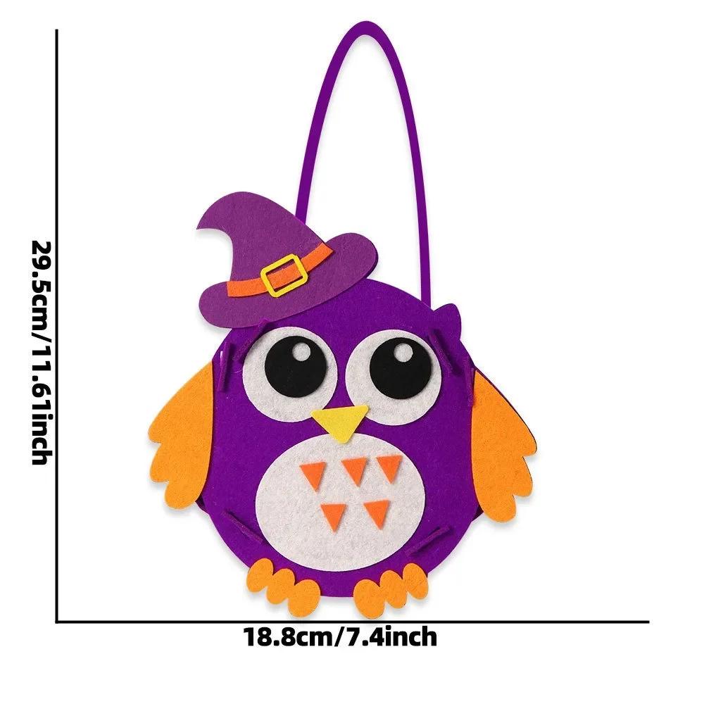 Felt Material Halloween Trick-or-Treat Bag Non-woven Tote Handheld Size Goody Bags Classic Elements Stereo Design