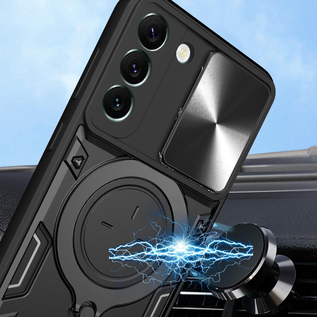For Samsung S24Fe S24Ultra S24Plus S24 S23Fe S23Ultra S23Plus S23 S22Ultra S22Plus S22 Camera Lens Cap Magnetic Ring Phone Case