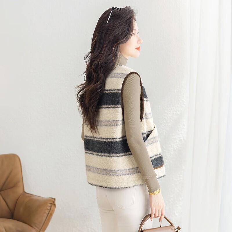Si Ba She Damen Retro Gestreifte Fleeceweste