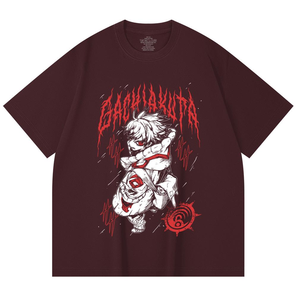 

230 Gsm 100% Cotton Gachiakuta V2 Rudo Print Unisex Heavy Cotton T Shirt 2XL вина червоного кольору