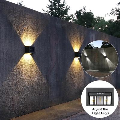 תאורת גינה סולארית LED עמידה למים חיצונית זווית תאורה מתכווננת מנורת קיר מרפסת גדר מדרגות מנורות חסכוניות באנרגיה מאור שמש
