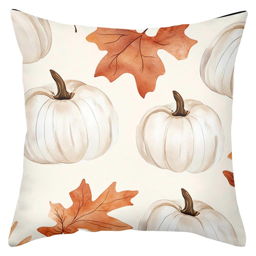 2D flat printing Autumn Pumpkins And Leaves Pattern Throw Pillows Polyester pillowcase, sofa decorative cushion cov