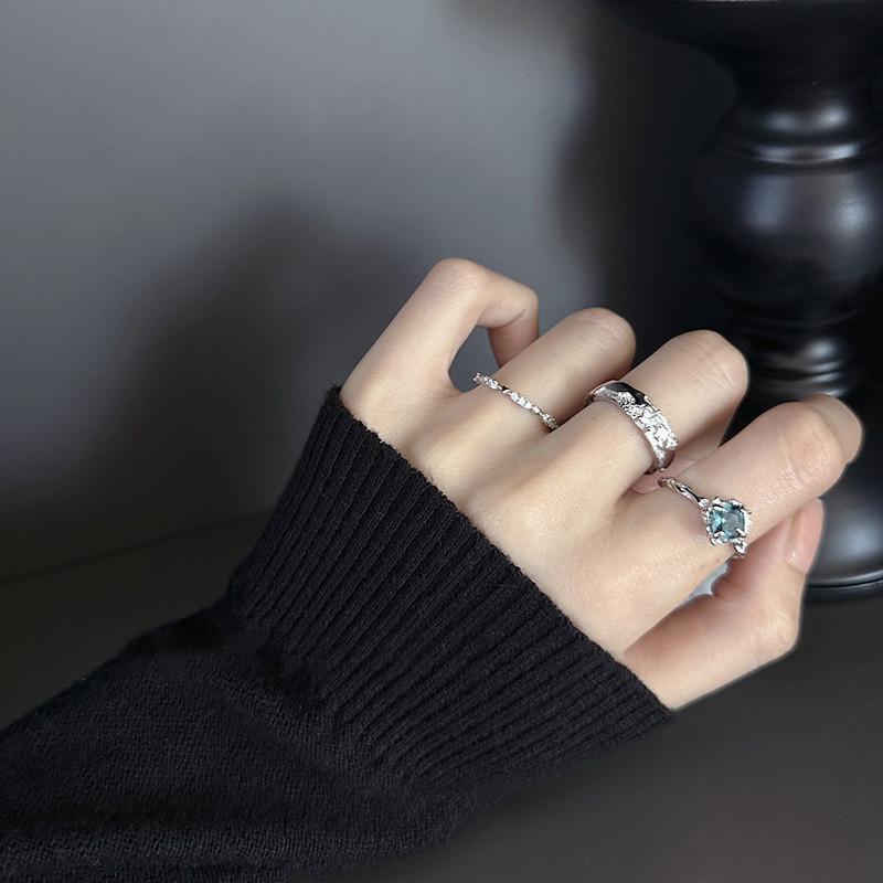 Dazzling Geometric Blue Sapphire Star And Heart Ring For Women Stylish Adjustable Design