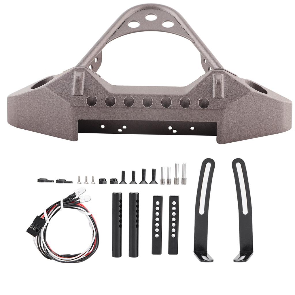 Metal Front Bumper With 2 LED Lights for Traxxas TRX4 110 RC Crawler Car (Titanium Color)