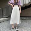 DIMANAF 2026 Summer New Plus Size Women Long Skirts Fashion Office Lady Style Pleated Skirt with Pockets Solid
