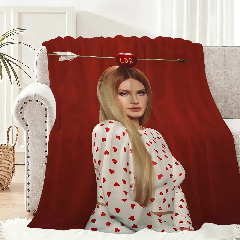 Hot Singer L-Lana D-Del R-Rey Throw Lightweight 240g Flannel Blanket Soft Skin-friendly for Summer Cooling 75x90cm