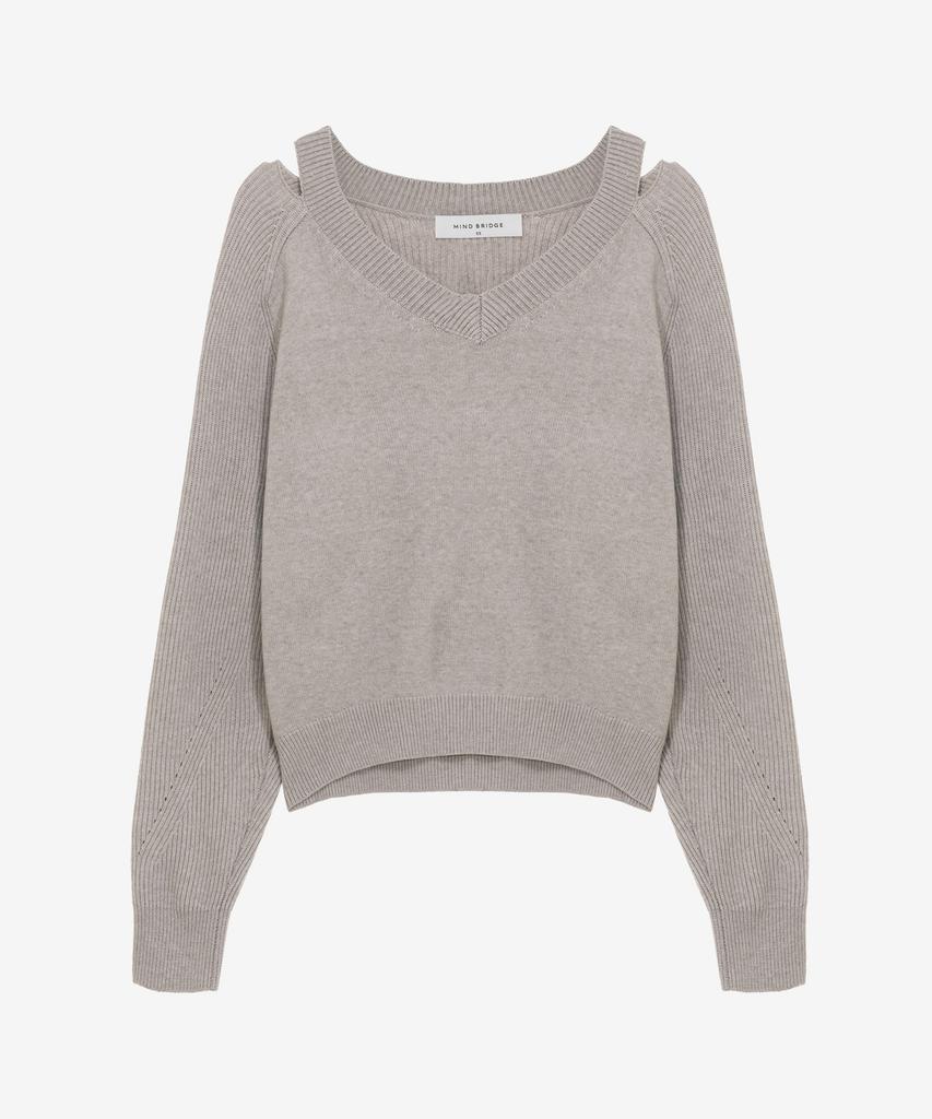 MIND BRIDGE WOMEN [W][Couture] V-Neck Slit Knit - 2 Colors