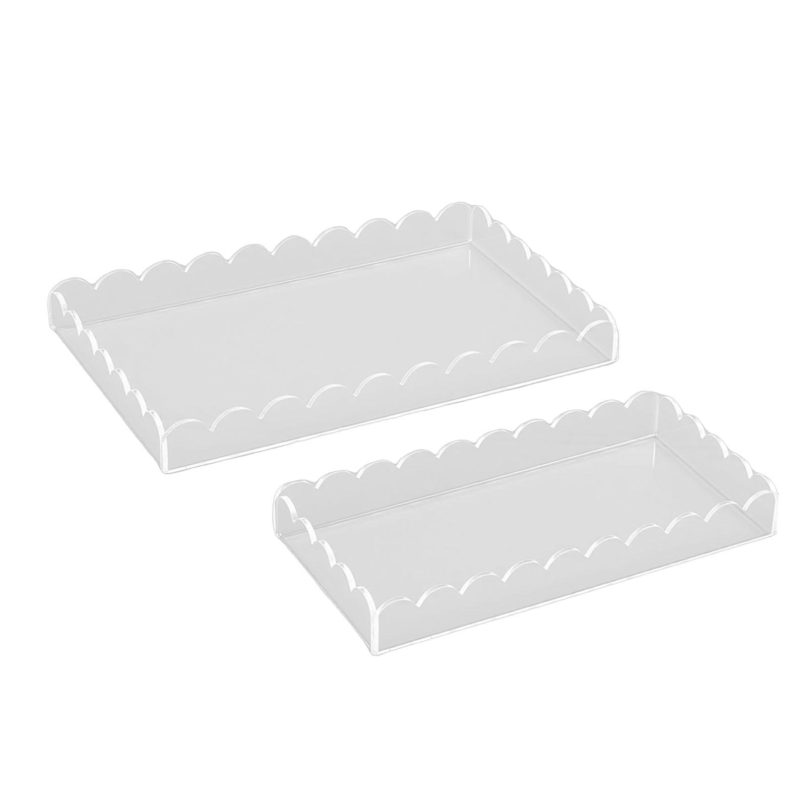 2pcs Vanity Tray Elegant Multifunctional Acrylic Countertop Decorative Tray for Bathroom Bedroom Kitchen