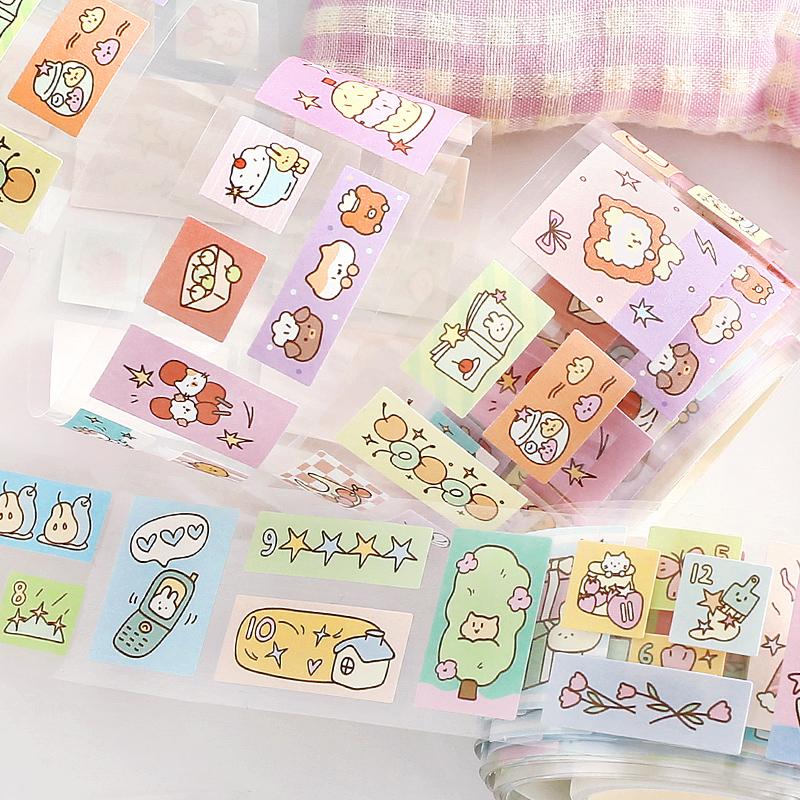 JIAMEI Lost Diary Series Kawaii Korean Fun Cartoon Label Die Cutting Tape DIY Diary Scrapbook Aesthetic Stationery Tape