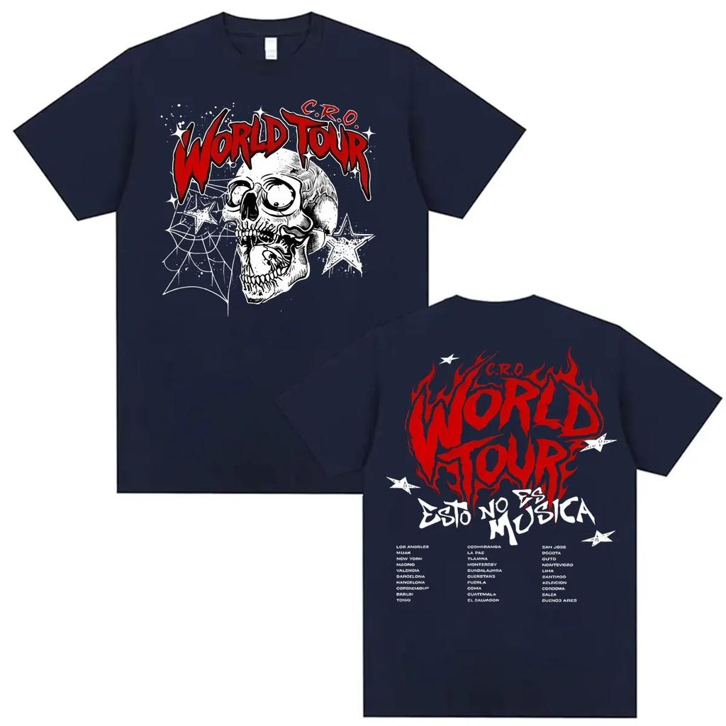 2026 Rapper C.R.O Album World Tour Print T Shirts Men Women Fashion Vintage T-shirts Oversized Cotton Short Sleeve T-shirt Streetwear