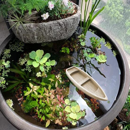 Modèle de canoë en bois Miniature Bateau rustique Artisanat 6,69" Petite sculpture de canoë en bois pour centre de table de maison/bureau, projets DIY