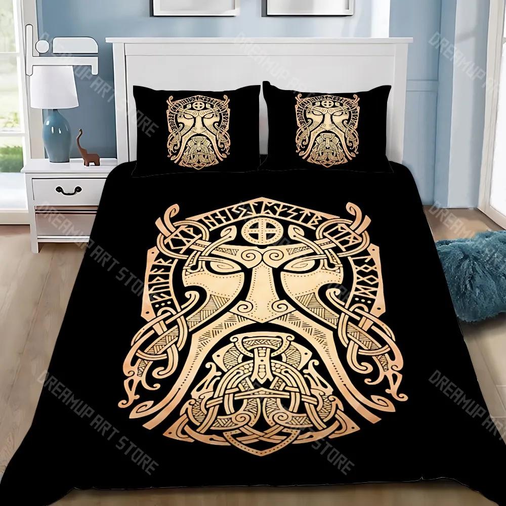 Viking Nordic Viking Mystical Symbol Duvet Cover Pillowcase Bedding Set Adult Boy Girl Bedroom Decoration Children Single D