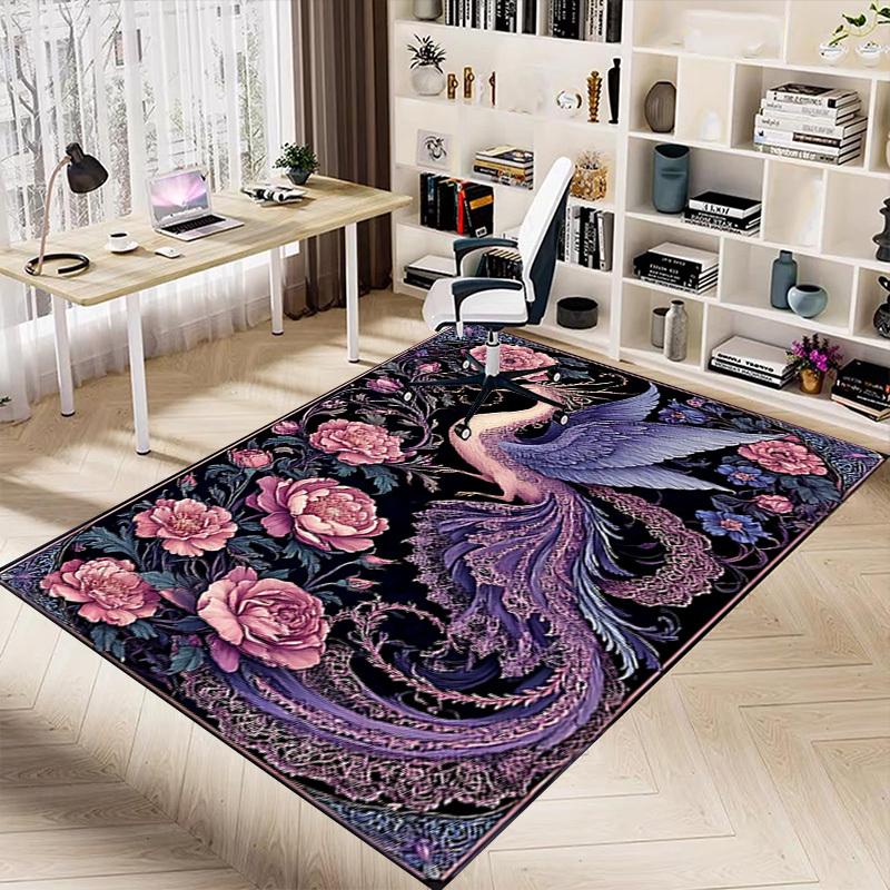 1pc Phoenix Flowers Carpet Anti Slip Polyester Floor Mat for office.Bedroom