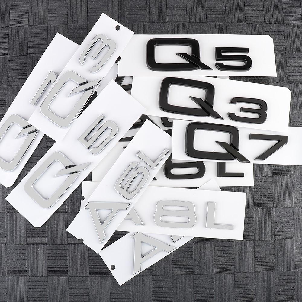 3D Car Letters Numbers Emblem Trunk Lid Nameplate Badge Logo Sticker Chrome Glossy Black For Audi A3 A4 A5 A6 A7 A8 Q2 Q3 Q5 Q7