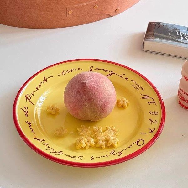 Instagram Retro French Alphabet Ceramic Plate 8-inch Flat Plate Dessert Cake Western Breakfast Plate Food Pography Prop Dish