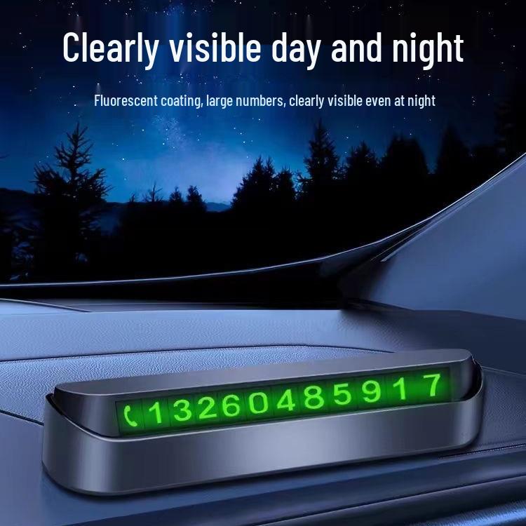 Temporary Glow Parking Phone Number Plate for Cars - Creative Interior Ornament