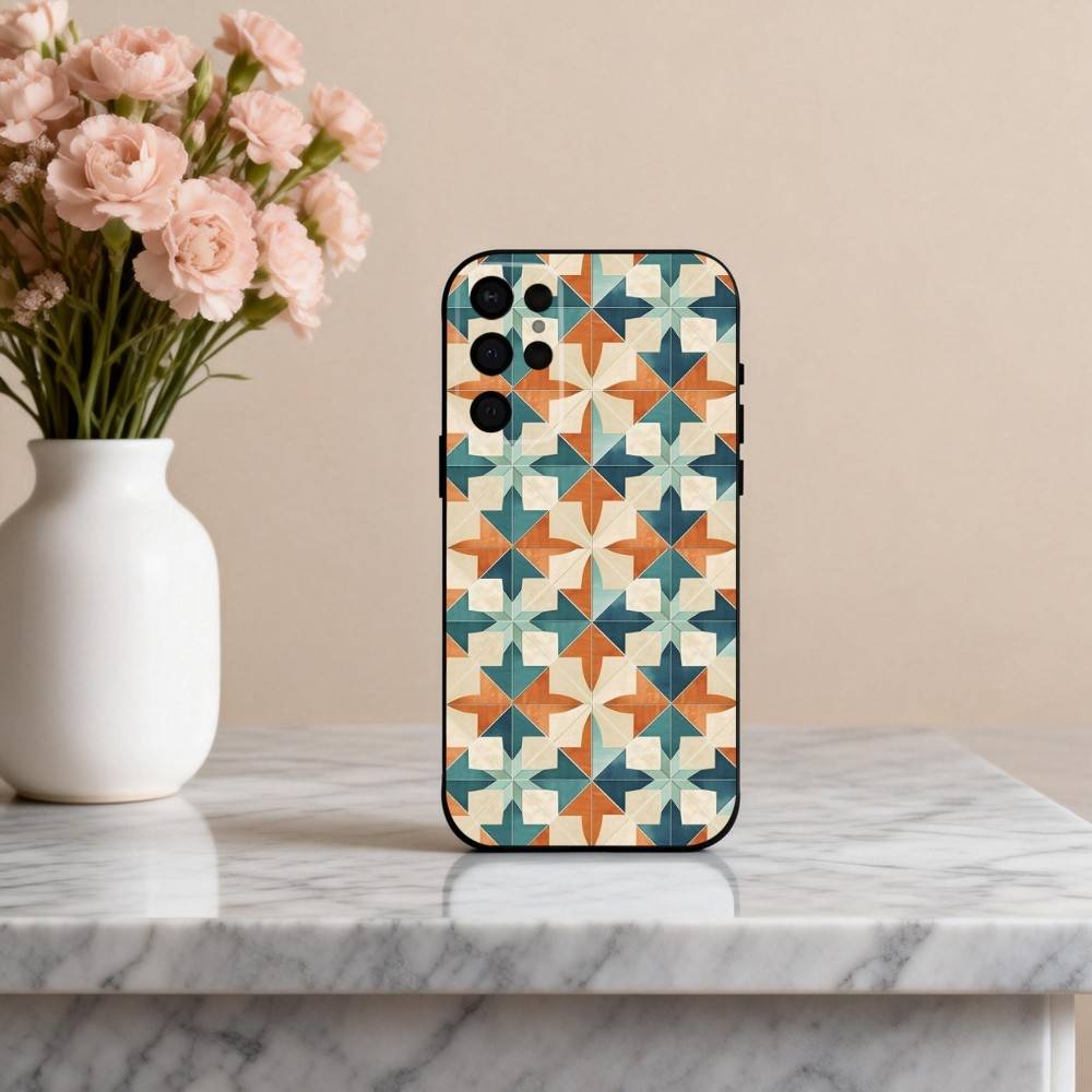 T-Tile M-Moroccan Cool Art Phone Case For Samsung S25,24,23,22,30,21,10,9,Ultra,Plus,Lite,FE,4,5 G Soft Black Case