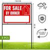 For Sale By Owner Yard Sign with Stakes, 30 inches High, Double-Sided Printing, For Sale By Owner Signs for Real Estate, Yard Sign for Home House