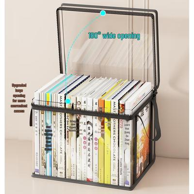 Student Book Organizer: Large Foldable Transparent Dustproof Storage Box for Home Use