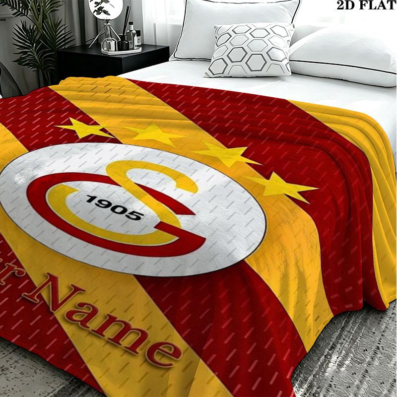 1PC Galatasaray S Custom Name Patterned Flannel Blanket Suitable For All Seasons for Home Decor Warmth and Comfort Gifts Holiday Present