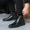 Fashion Italian Men Dress Chelsea Boots Fashion Casual Leather Flat Designer Boots Brand New Casual Business Office Walking Ankle Boots