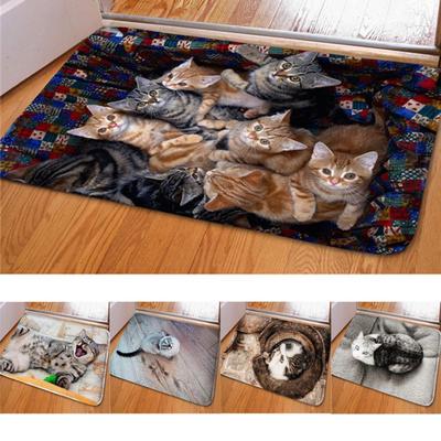 Tappetini da Pavimento con Stampa di Gatto Carino Cucciolo Fiore Tappeto per Camera da Letto Antiscivolo Zerbino per Cucina Bagno Toilette