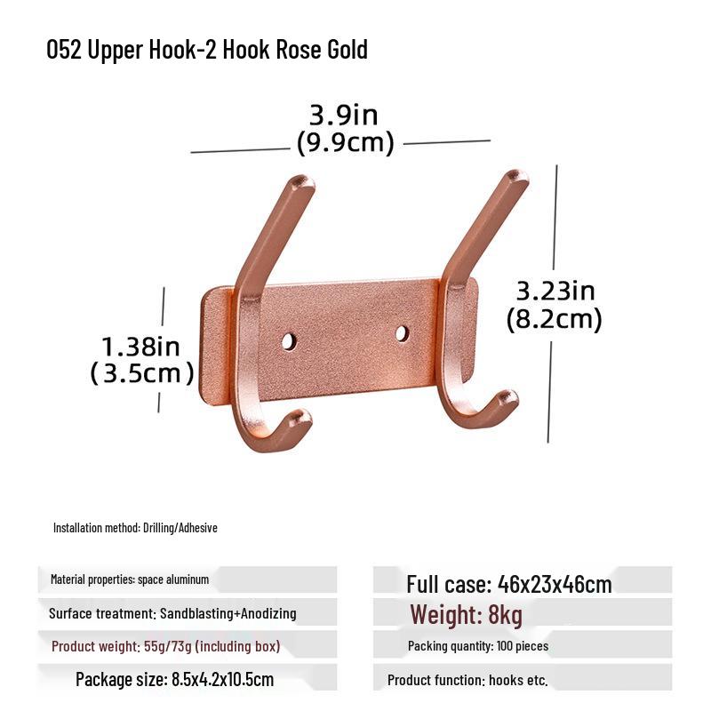 Wall-Mounted Black Aluminum Clothes Hook Rack