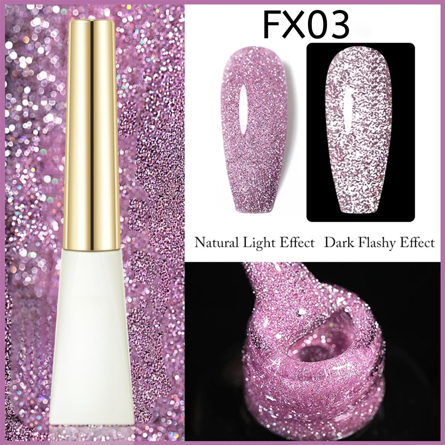 

Светоотражающий гель-лак для ногтей Яркий мерцающий серебристый лазер Полуперманентный нейл-арт Soak Off УФ-гель-лак 03