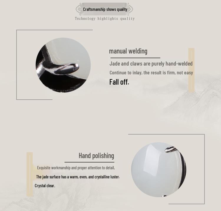 925 Sterling Silver Hetian Jade Stud Earrings with Certificate - Simple Ancient Hanfu Cheongsam Style White Jade Earrings