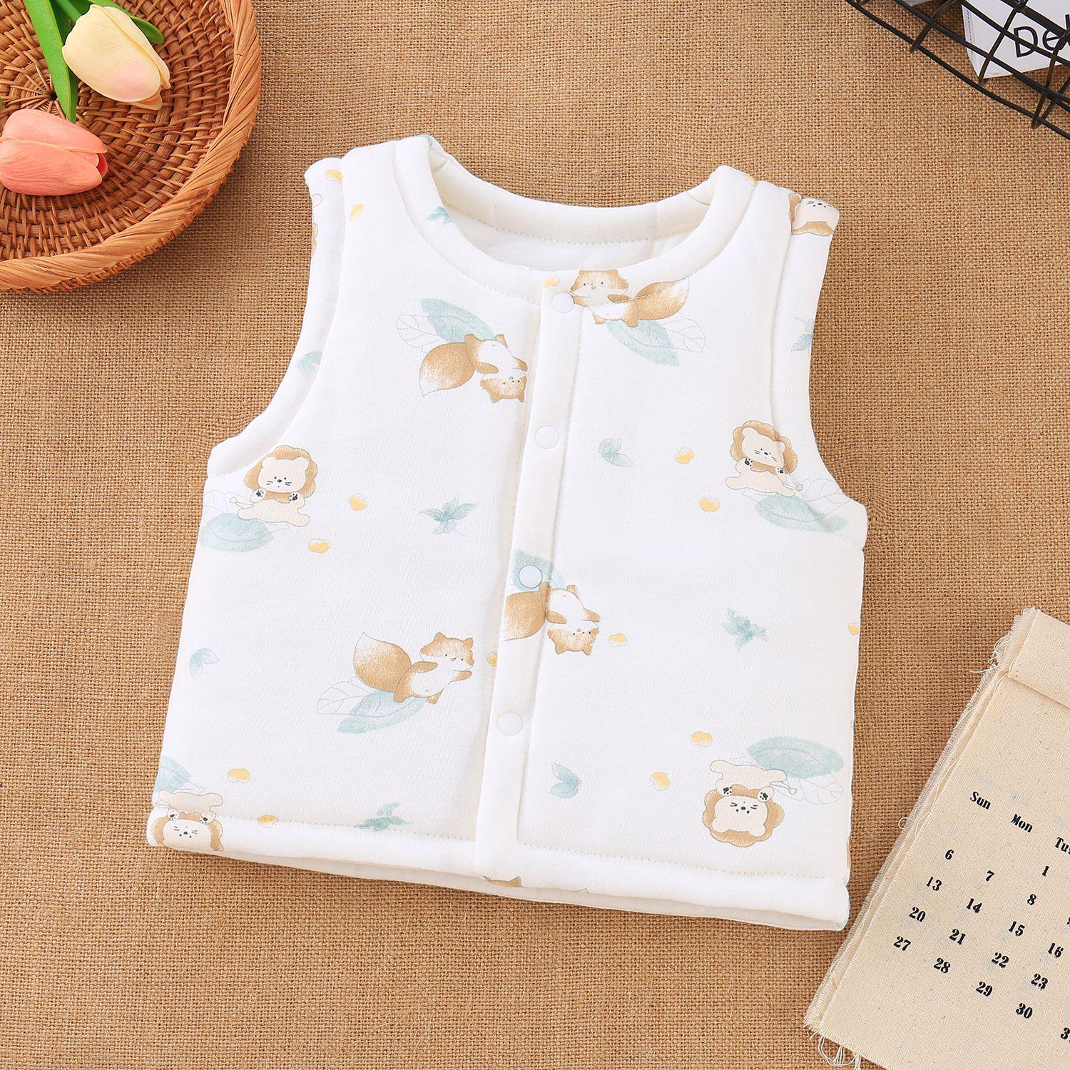 

Детский жилет из шелка тутового дерева с хлопковой подкладкой - Теплая безрукавка для младенцев и малышей, для мальчиков и девочек, Осень/Зима 80cm