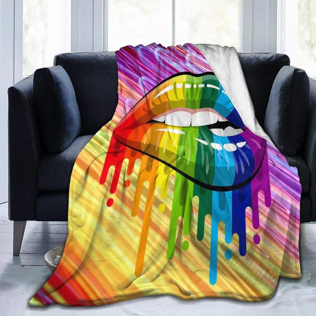 Kuscheldecken LGBT Gay Pride Lesbisch Regenbogen Flanelldecke für Couch Sofa Decken Große Bettwäsche Geschenke für Weihnachten Neujahr