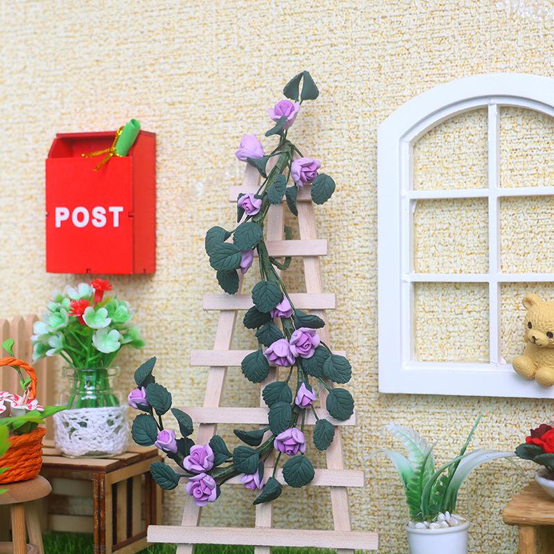 1:12 Dollhouse Miniature Flower Stand Plants And Flowers Vine Furniture Home Model Decor Toy Doll House Accessories