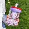 Water bottle cartoon children's plastic water cup girls high value out portable ton ton cup summer cute accompanying straw cup