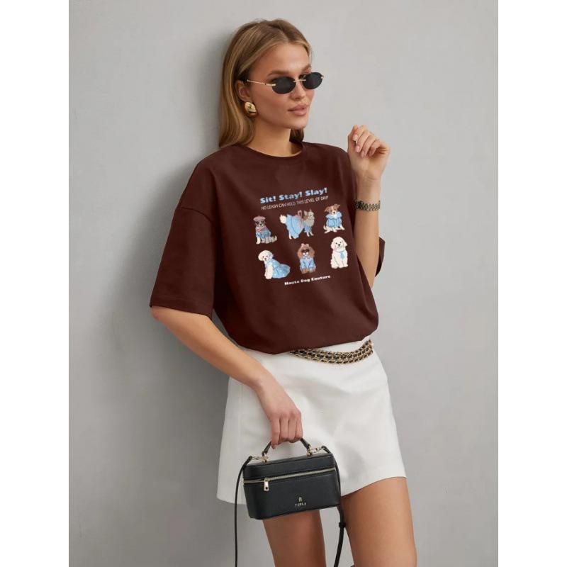 cotton American short-sleeved T-shirt women s loose top wb S