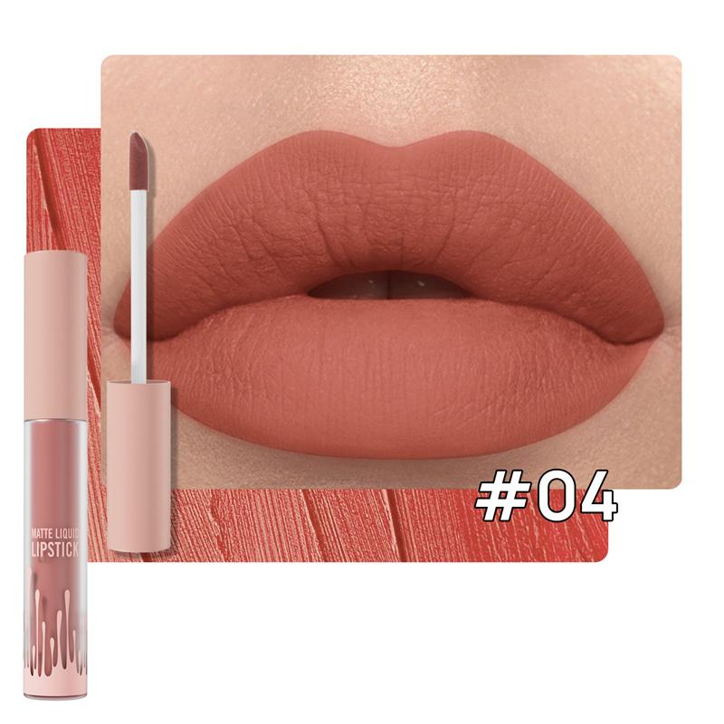 

HelloKiss Sexy Nude Matte Lip Glaze Dark Lava Tone Водостойкая быстросохнущая помада Теплая и плотная помада, близкая к тону кожи 04#
