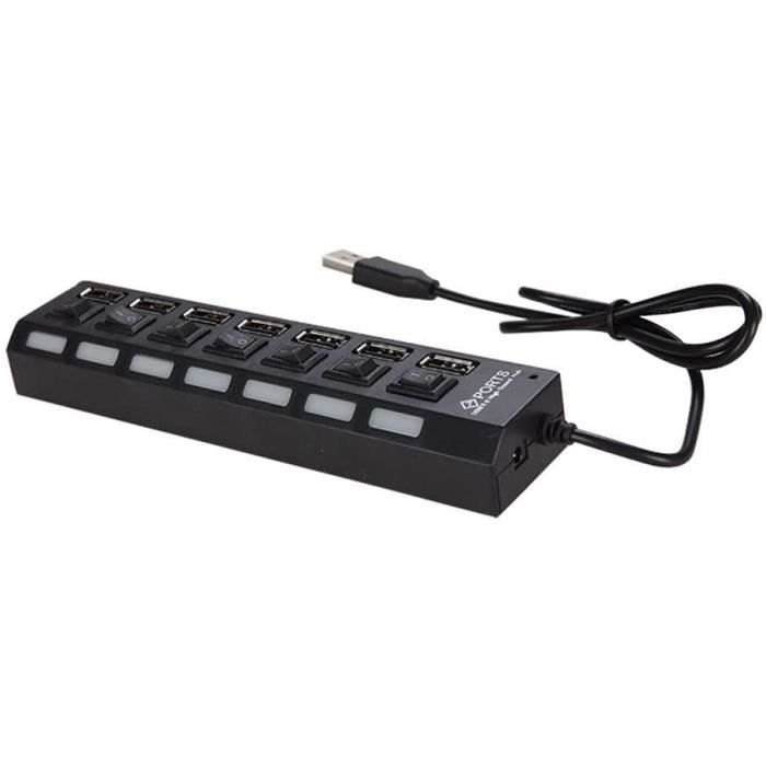 Hubs USB Hub USB JDL-A7 HUB USB Hub 7 Ports USB 2.0 Independent Switch Indicator High Speed Ultra Slim Splitter 21289