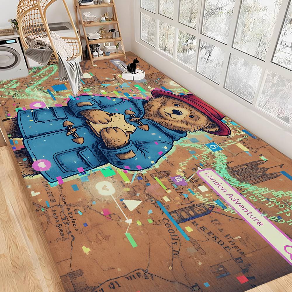 P-Paddington Bear Floor Mat Non-Slip Laundry Room Mat Laundry Decor Balcony Child Living Room Household Carpets