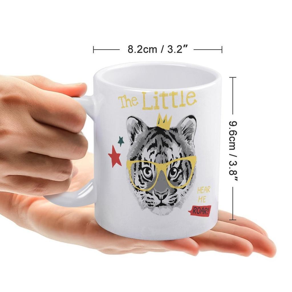 1 Stück 11oz Weiße Keramiktasse mit beidseitig bedrucktem Muster Starke Kaffeetasse Geeignet für Zuhause, Büro, Geschenkverwendung