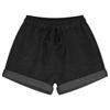 Women Casual Loose Fit Denim Shorts with Elastic Waistband Adjustable Drawstring and Rolled Hem for Daily Wear