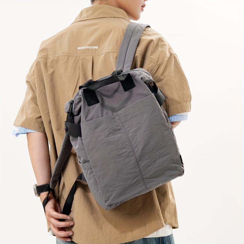 

Men s College Backpack Large Capacity Nylon Laptop Backpack for High School Students Travel & Sport Simple Stylish School Bag 28X12X37cm серый
