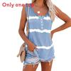 Urban Style T Shirt With Striped Print And Button Back For Casual Wear