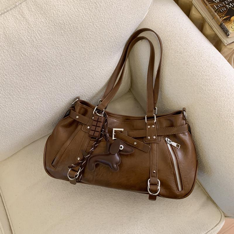 

Korean Retro Tote Bag Luxury High-quality Women s Shoulder Bag Stylish Studded Belt Buckle Design Simple Casual Crossbody Bag