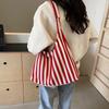 Retro Literary Handbag Simple Fashion Striped Shoulder Bag Casual Fashion Large Capacity Shopping Bag Bag Tide