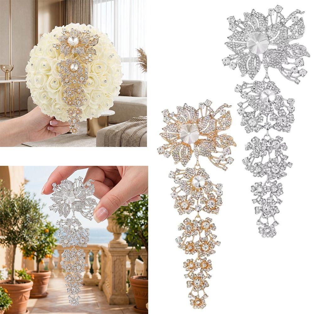 Large Size Crystal Rhinestone Brooches Crystal Rhinestones Large Size Brooches Wedding Bouquets