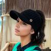 Women'S Lightweight Knit Ponytail Beanie - Stretchy, Warm Winter Hat with Ear Flaps and Drawstring, Ideal for Outdoor Activities, Beanie Hiking