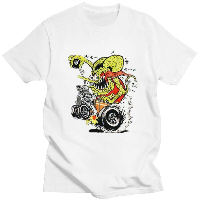 Custom Trendy Anime Cartoon Rat Fink T Shirt Men Short Sleeve Pure Cotton Tshirt Leisure Tee Tops Fashion Tshirts