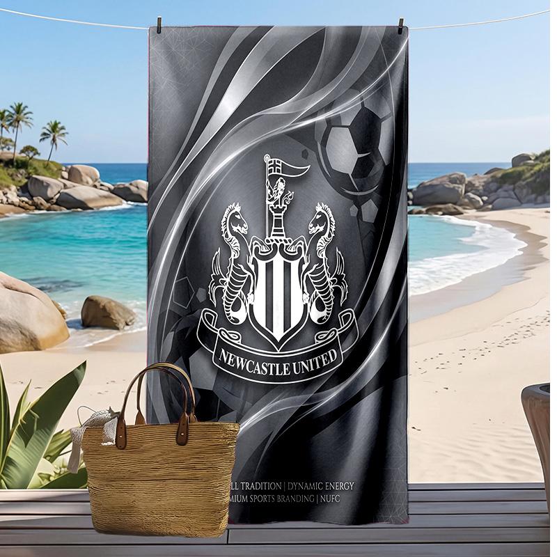 Asciugamano da Spiaggia con Stampa del Newcastle United Football, Asciugamano Grande Morbido ad Asciugatura Rapida per Spiaggia Campeggio Nuoto