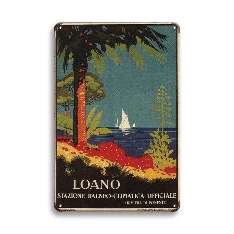 Vintage Cestovní Města Plechové cedule PARIS IMALIBU CHICAGO Železná malba Retro plakáty Domov Nástěnná umělecká výzdoba Pokojová výzdoba