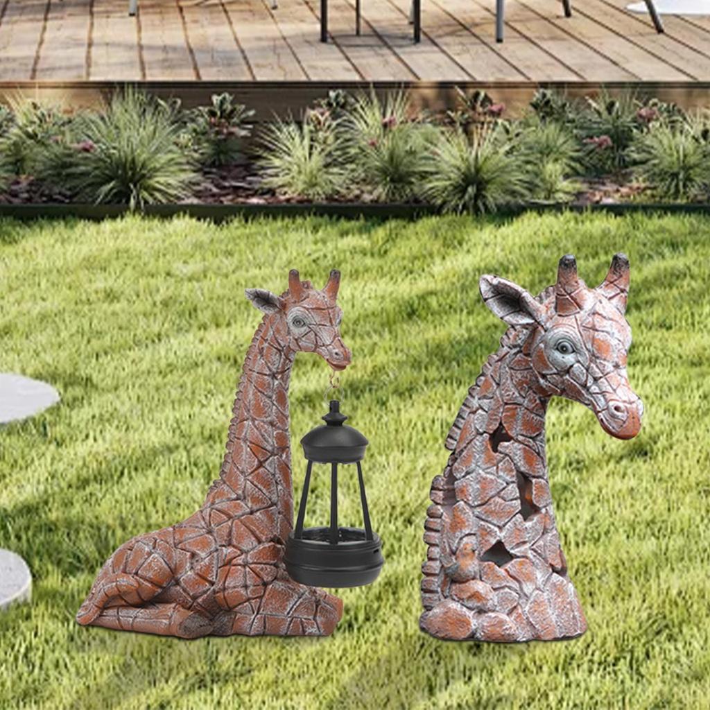 LED Solar Resin Giraffe Statue Outdoor Decorations Garden Statue Art for Lawn Porch Walkway Yard