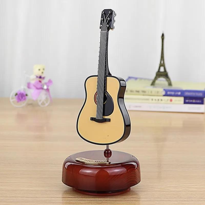 8 Inchi Violin Guitar Music Box Wind-Up Musical Instrument - Melody Playing Stringed Accessory for Birthday Festival Gift